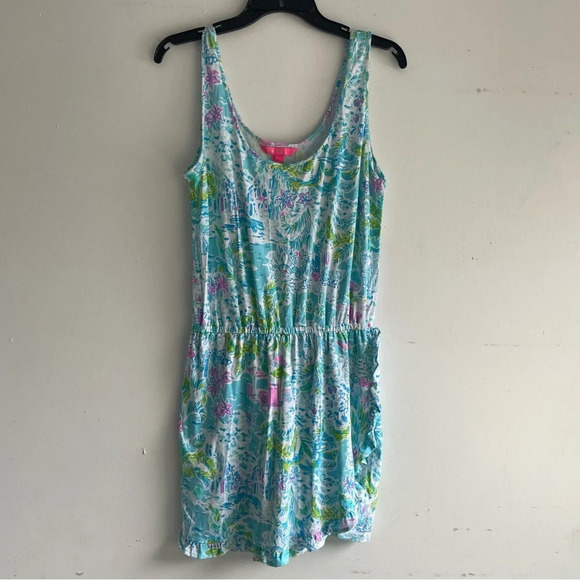 Lilly Pulitzer Analee Tropical Ruffle Romper What A Lovely Place 33087 - Picture 2 of 10